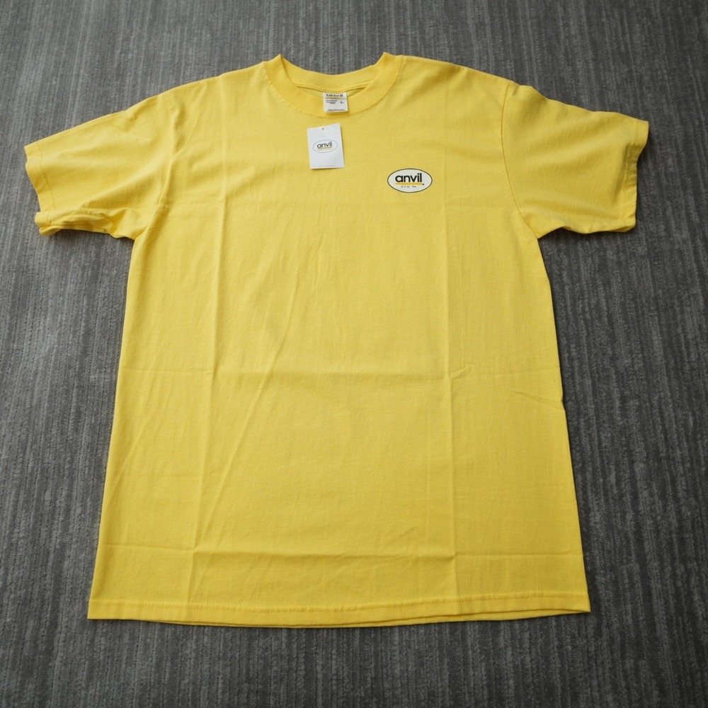 Anvil T Shirt Men Yellow 6.2 Oz Short Sleeve Crew Necklace Made In USA New Large
